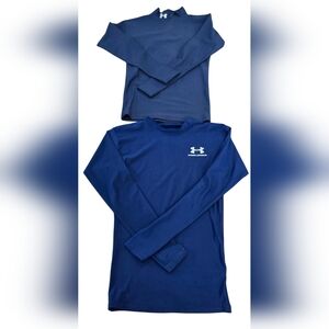 Women UA Heat Gear/ Cold Gear Compression Blue Long Sleeve Shirt Set (SMALL)